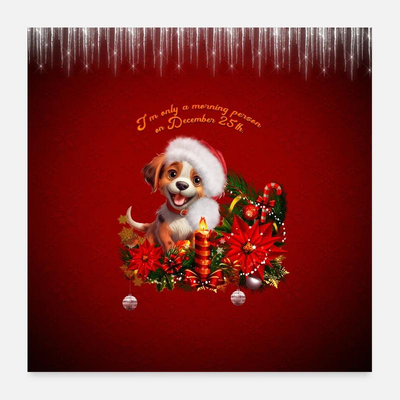 Chiot drôle avec bougie Poster 60 x 60 cm