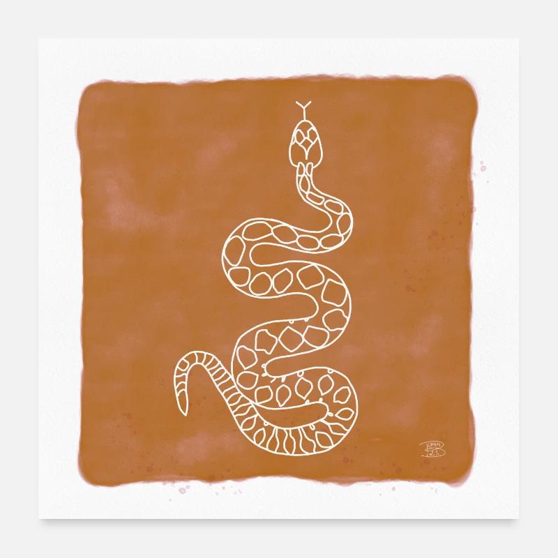 "Schlange", Boho Line Art Design, Serie "Desert" Poster 60x60 cm
