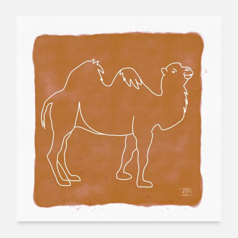 "Camel", Boho Line Art Design, Series "Desert" Poster 24" x 24" (60x60 cm)