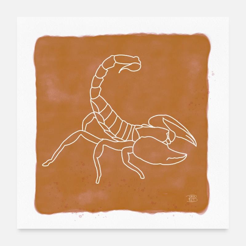 "Scorpion", boho line art design, series "Desert" Poster 24" x 24" (60x60 cm)