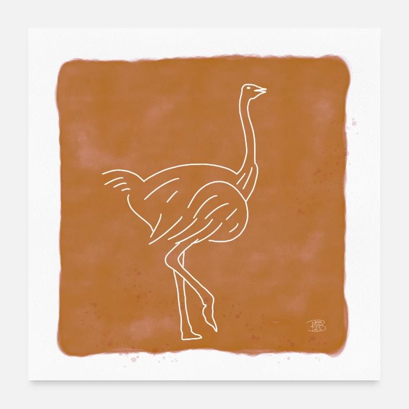 « Strauss », Boho Line Art Design, série « Desert » Poster 60 x 60 cm