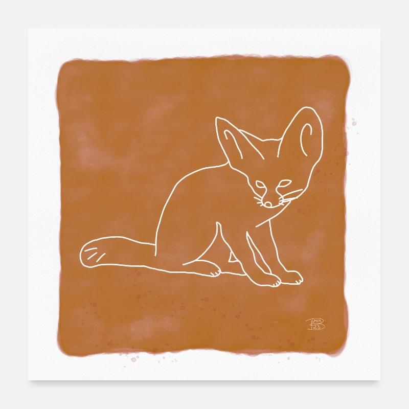 "Fennek", Boho Line Art Design, Serie "Desert" Poster 60x60 cm