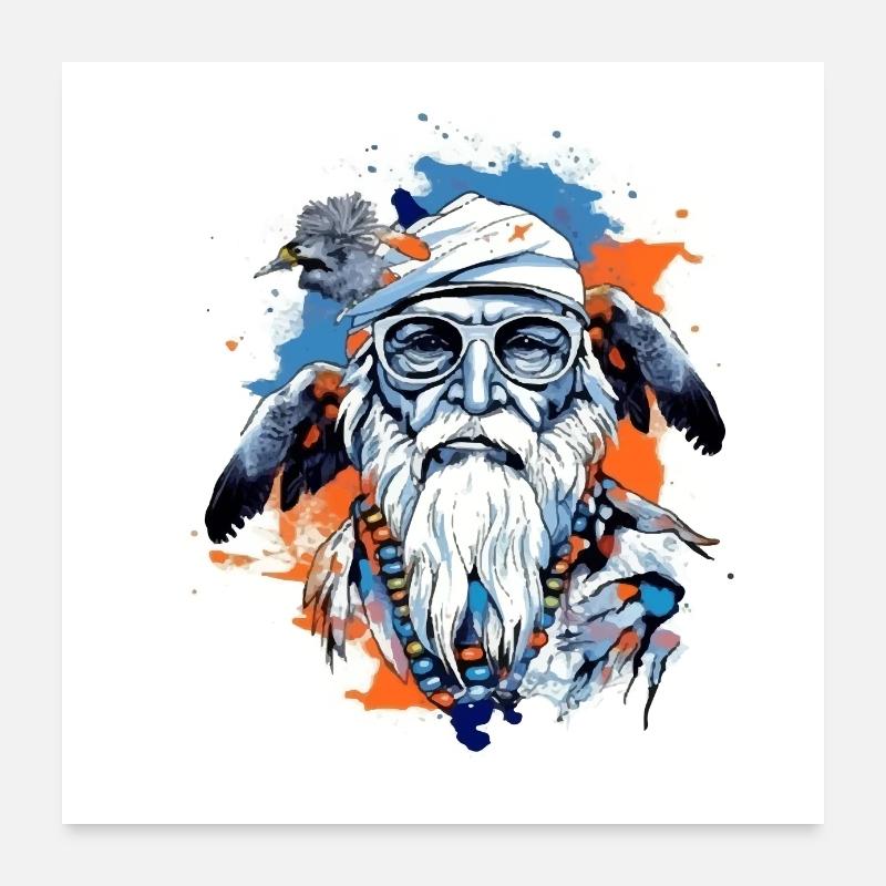 Papy motard siou Poster 60 x 60 cm