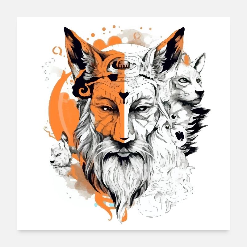 Hiros feline god Poster 24" x 24" (60x60 cm)