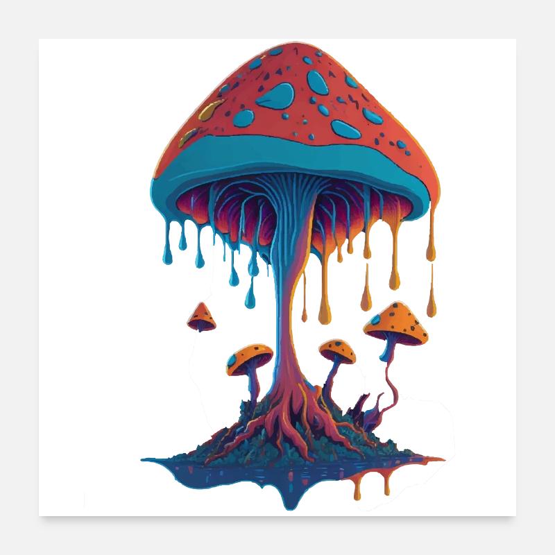 Pilz - Poster 60x60 cm - Weiß