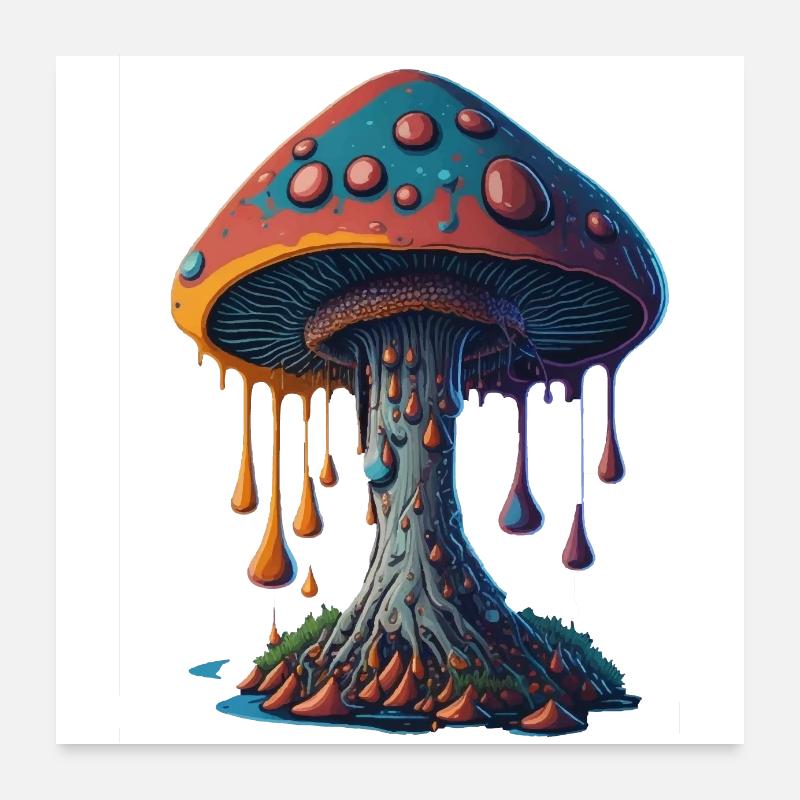 Pilz - Poster 60x60 cm - Weiß