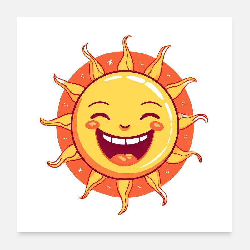 Soleil souriant: Un soleil mignon et amical Poster 60 x 60 cm