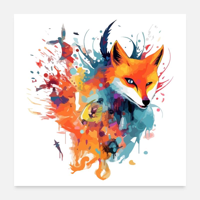 Jou le renard phénix Poster 60 x 60 cm