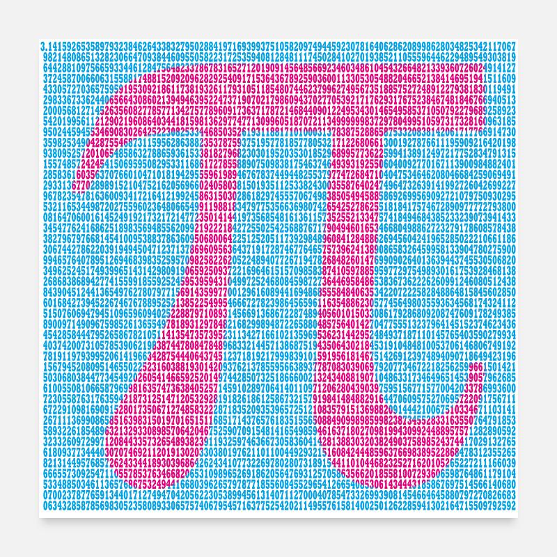 Numero Pi greco Poster 60x60 cm