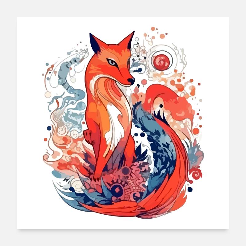 Mowglo le renard élégant Poster 60 x 60 cm
