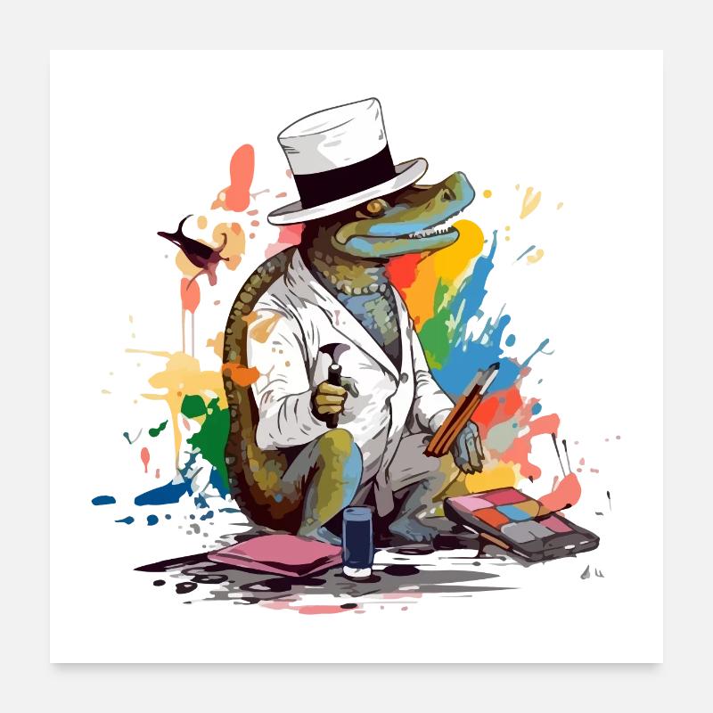 Moli the alligator painter Poster 24" x 24" (60x60 cm)