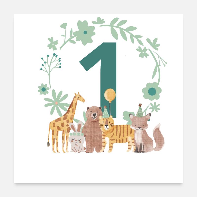 1st anniversary - first anniversary animals Poster 24" x 24" (60x60 cm)