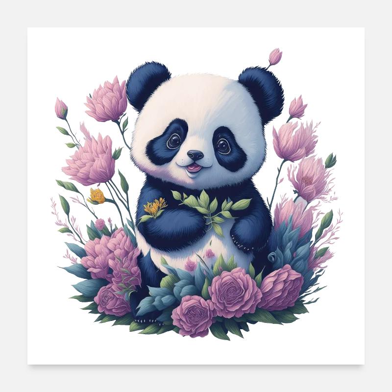 Panda - Poster 60x60 cm - Weiß