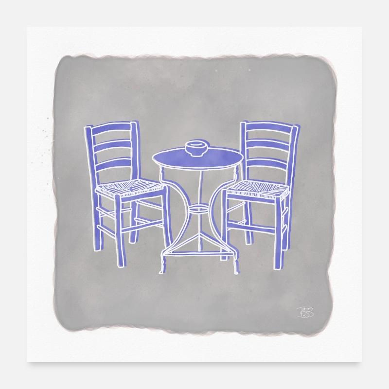 « Taverne », Boho Line Art Design, série « Grèce » Poster 60 x 60 cm