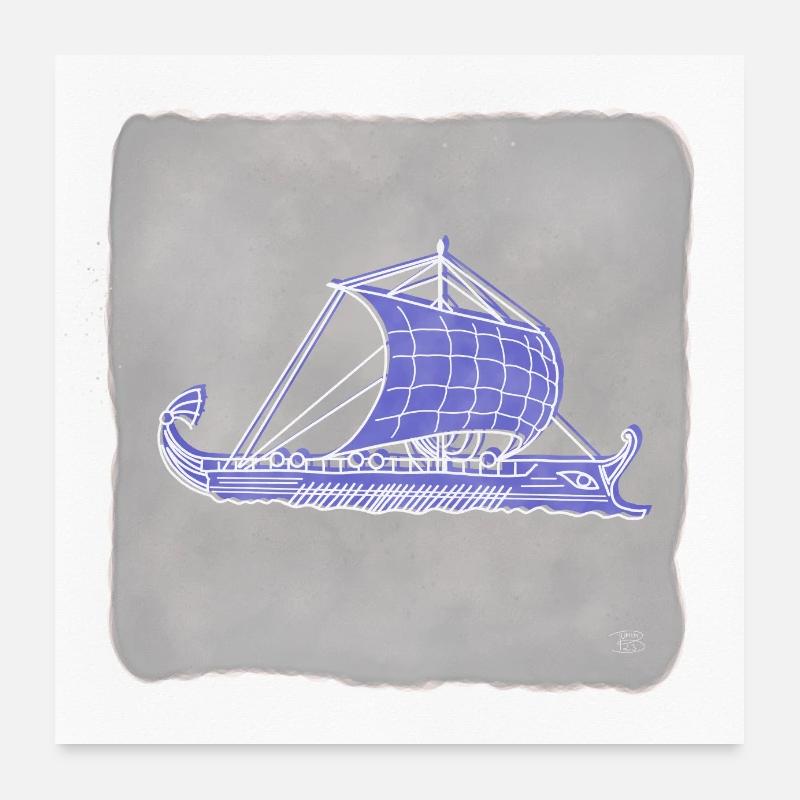 « Argo », Boho Line Art Design, série « Grèce » - Poster 60 x 60 cm - blanc