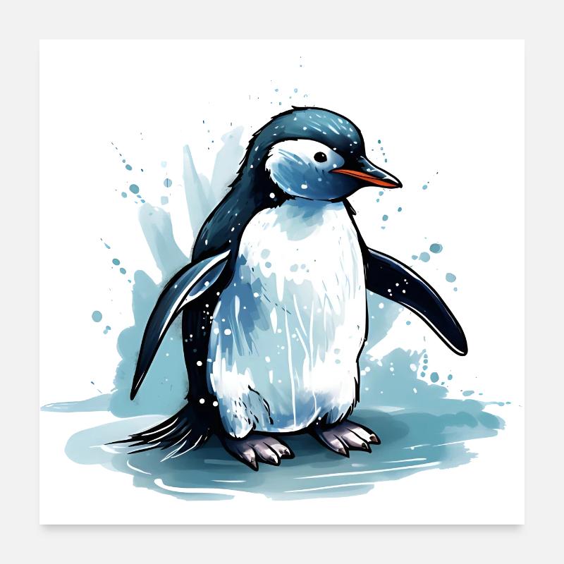 Penguin fighting for survival Poster 24" x 24" (60x60 cm)