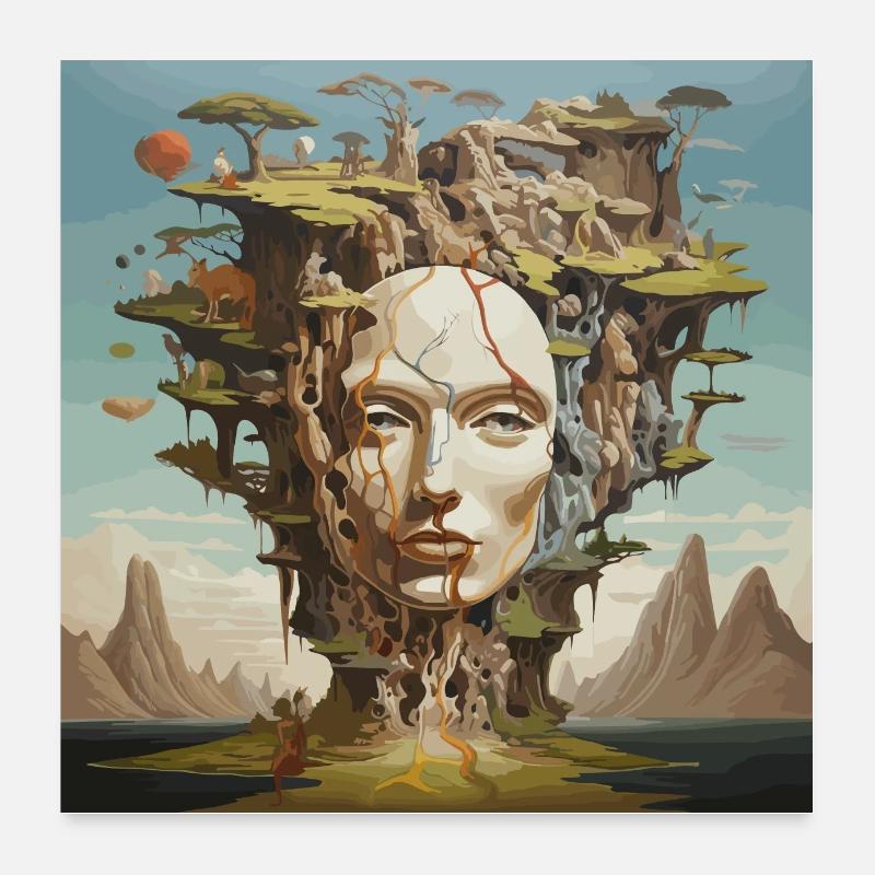 Berginsel Magie Maske - Poster 60x60 cm - Weiß