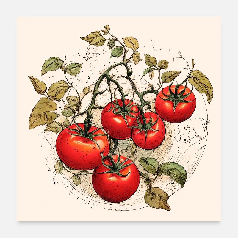 Jardin de jardinage de tomates Poster 60 x 60 cm