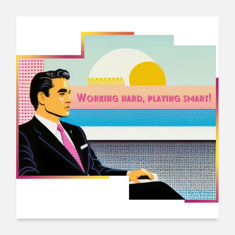 Travailler dur, jouer intelligemment! Poster 60 x 60 cm