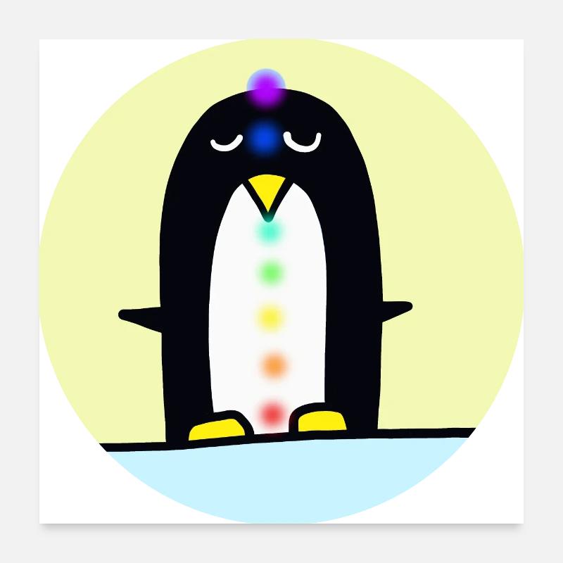 spiritueller Pinguin - Poster 60x60 cm - Weiß