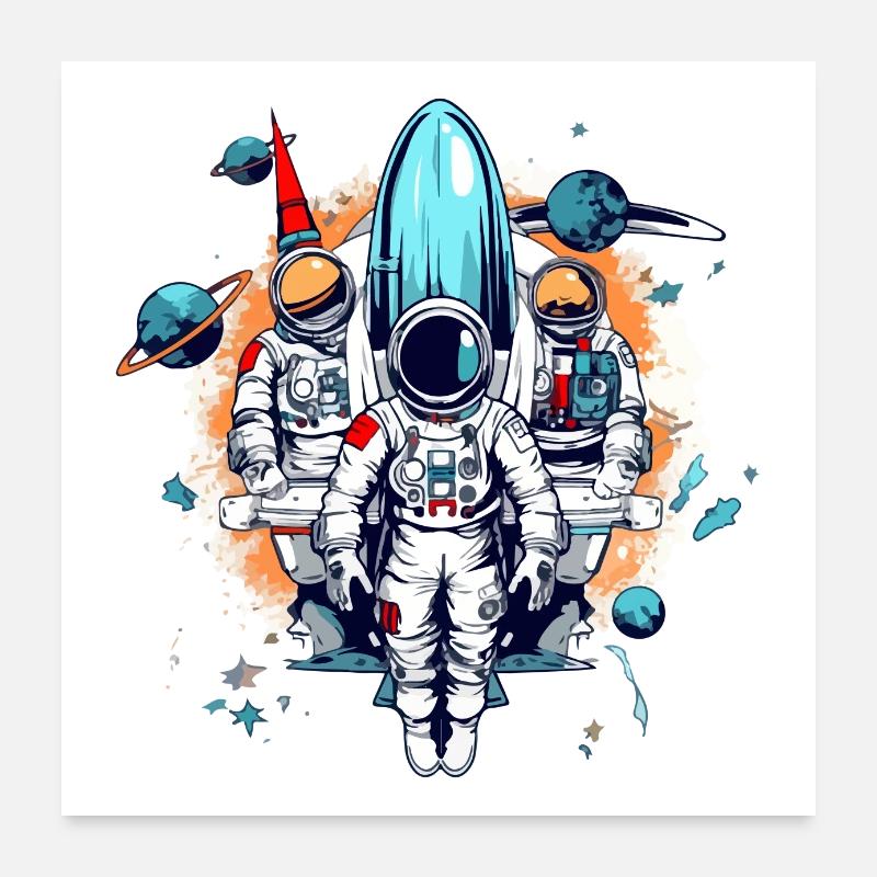 Les astronautes Poster 60 x 60 cm