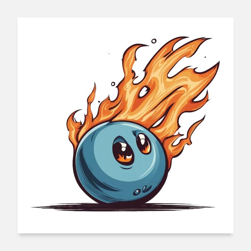 A flaming bowling ball Poster 60x60 cm