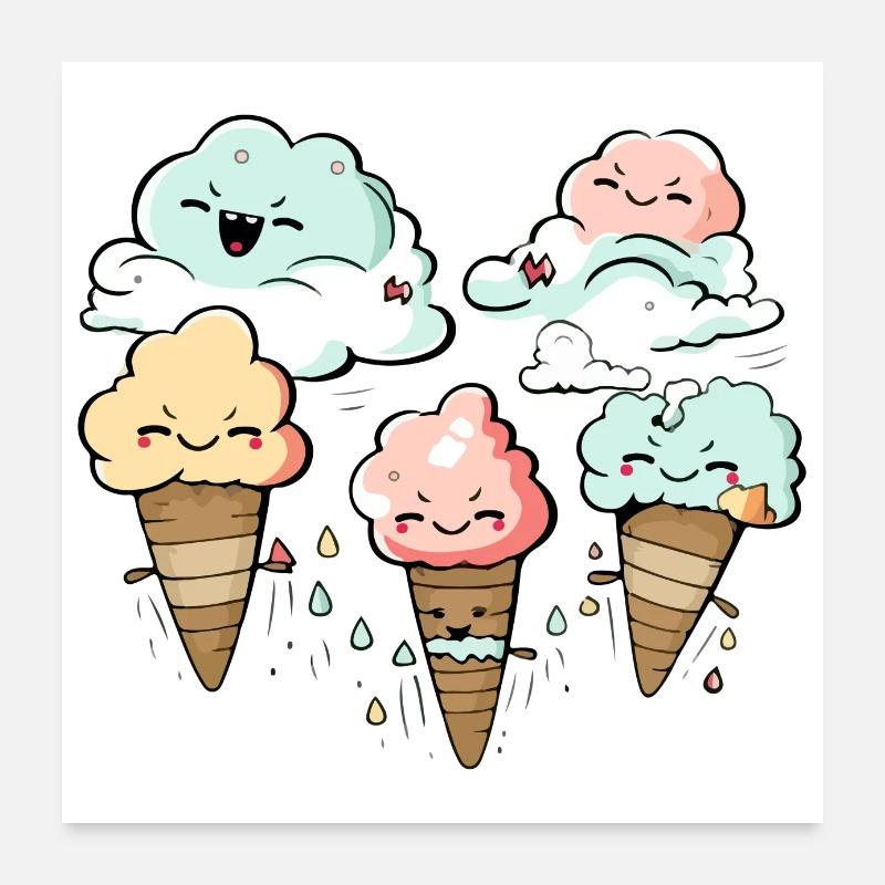 Kawaii Eis Nr. 6 Poster 60x60 cm