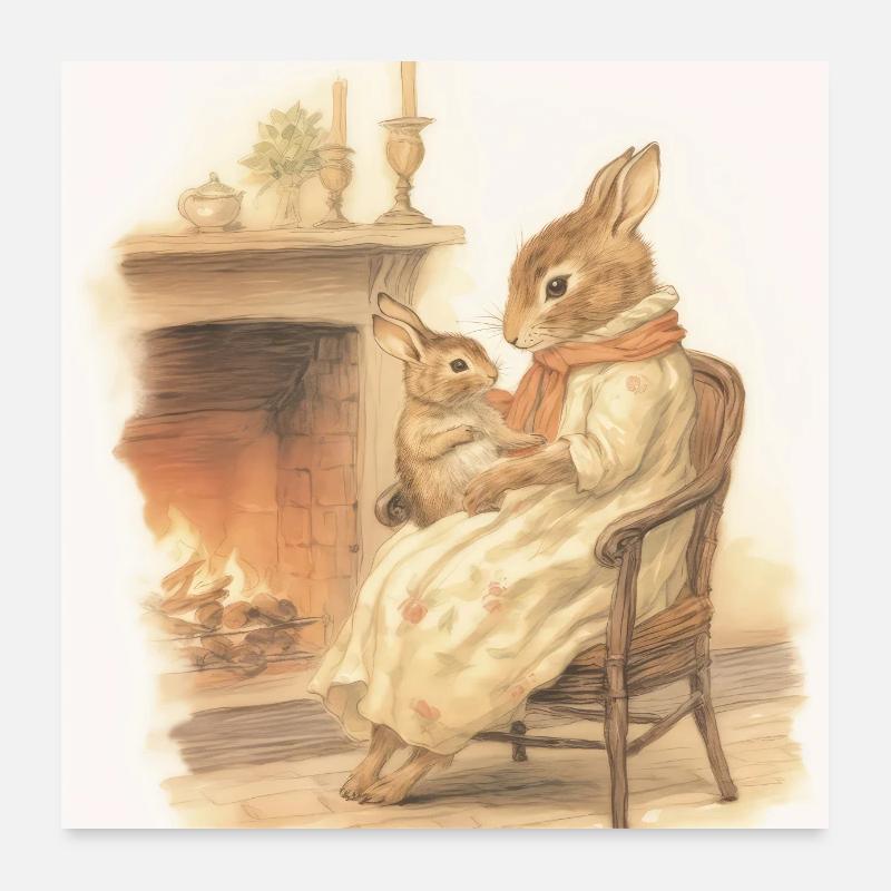 devant la cheminée Poster 60 x 60 cm