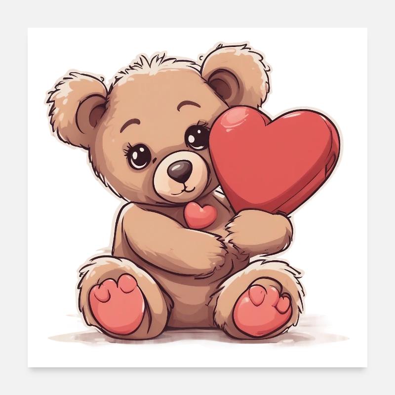 a cute little teddy bear - Poster 60x60 cm - Weiß