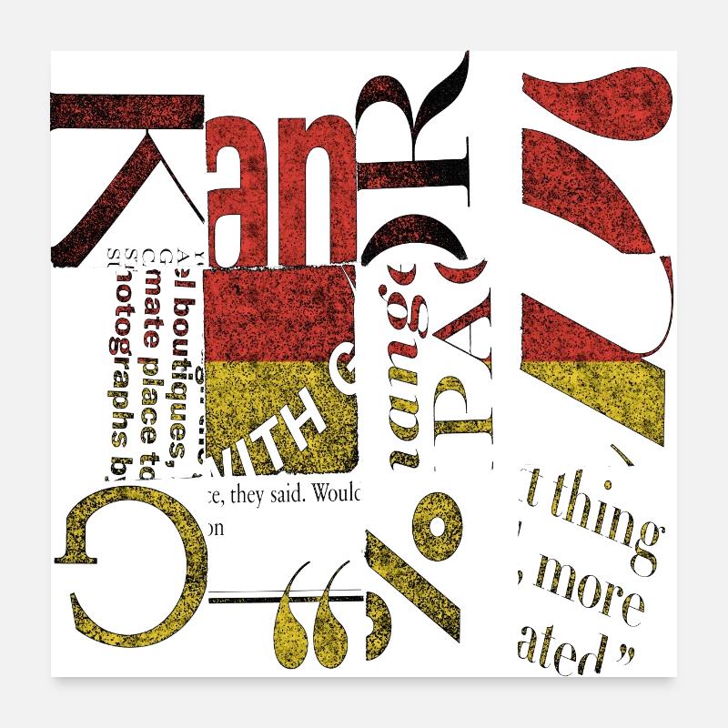 Newspaper Clips Scrapbook Magazines Alphabet Code Poster 24" x 24" (60x60 cm)