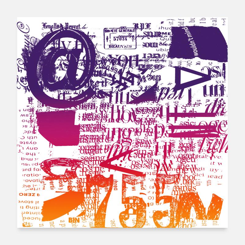 Newspaper Clips Scrapbook Magazines Alphabet Code Poster 24" x 24" (60x60 cm)