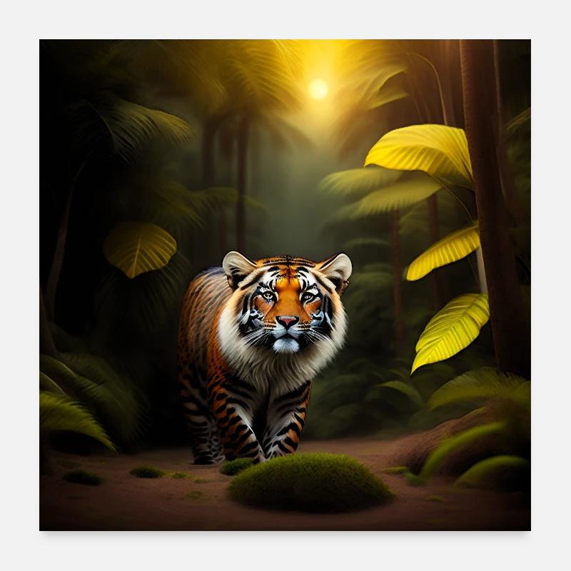 Tiger in the jungle Poster 24" x 24" (60x60 cm)