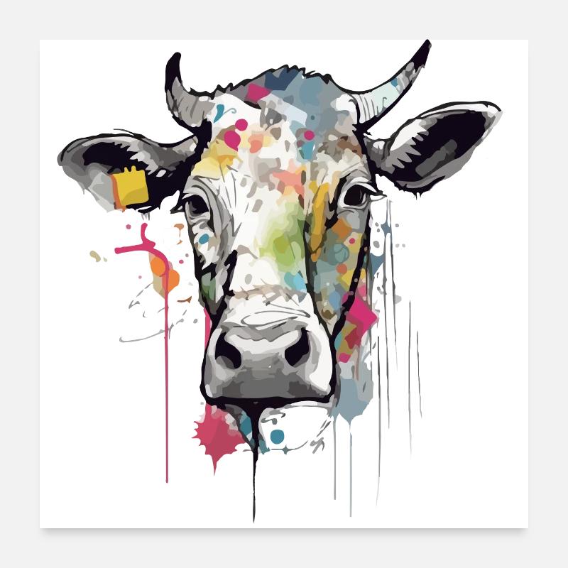 Milla la vache - Poster 60x60 cm - Weiß