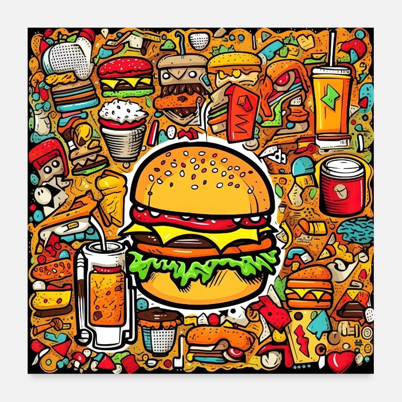 Burger multi motif Poster 60 x 60 cm