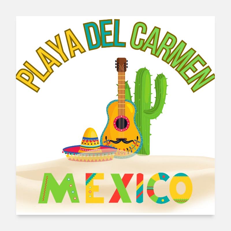 playa del carmen Mexico - Poster 60 x 60 cm - blanc