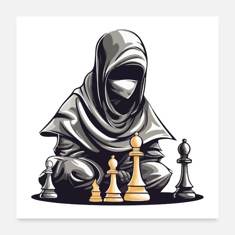 Ninja Chess haute méditation Poster 60 x 60 cm