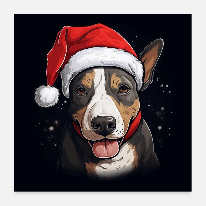 Bull Terrier Noël Poster 60 x 60 cm