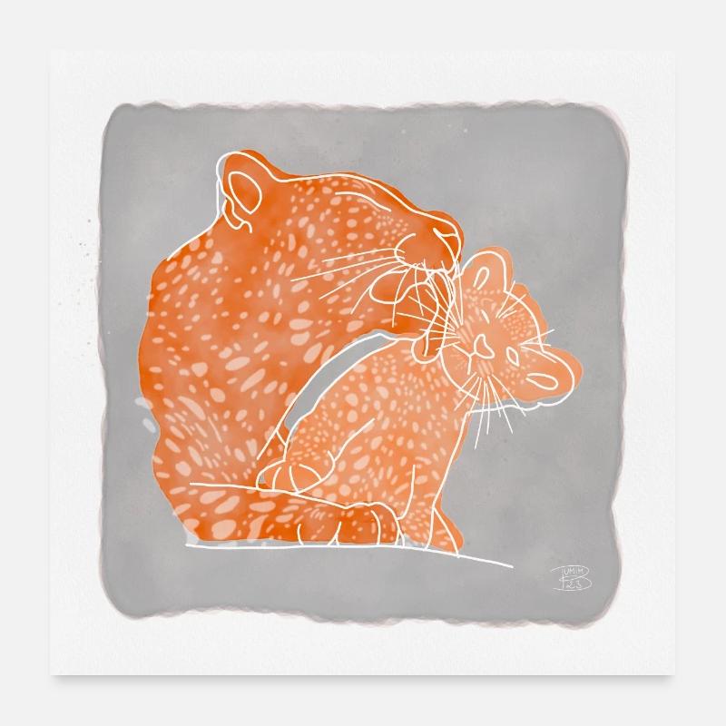 "Leopard", Boho Line Art Design, Serie „Big 5" Poster 60x60 cm