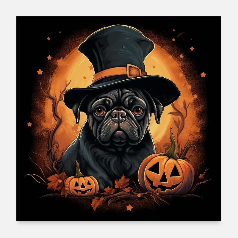 Cute Halloween Pug Poster 24" x 24" (60x60 cm)