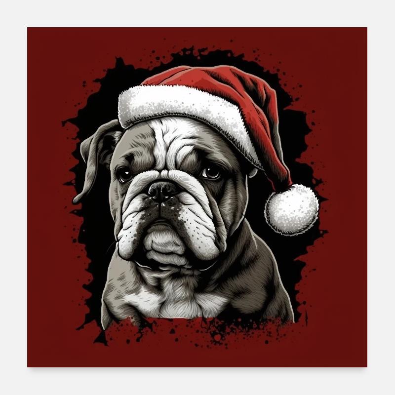 Chiot bouledogue de Noël anglais Poster 60 x 60 cm