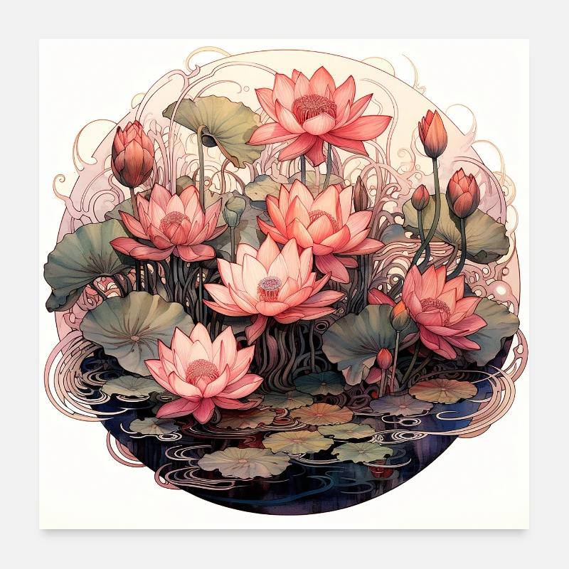 Nymphéas, nénuphars Poster 60 x 60 cm