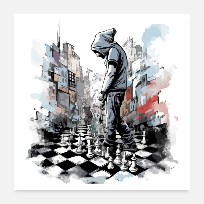 Méditation échiquéenne Poster 60 x 60 cm