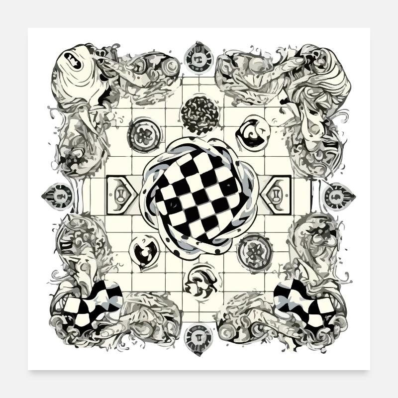 Echiquier Alien n°3 Poster 60 x 60 cm