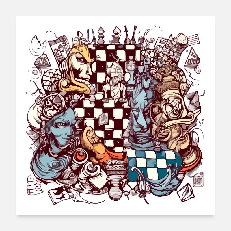 Abstraction échiquéenne n°3 Poster 60 x 60 cm