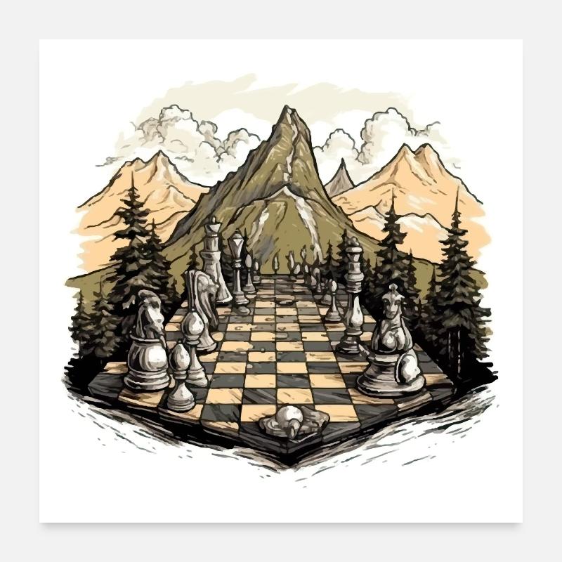 Mountain chessboard Poster 24" x 24" (60x60 cm)