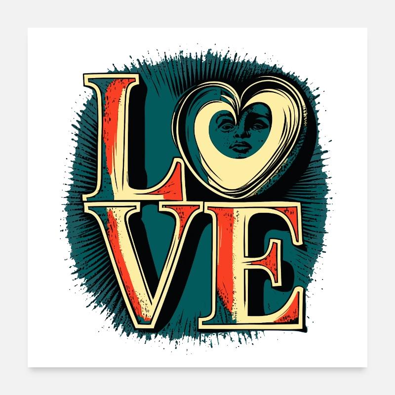 L-O-V-E vier Buchstaben die so wichtig sind Poster 60x60 cm