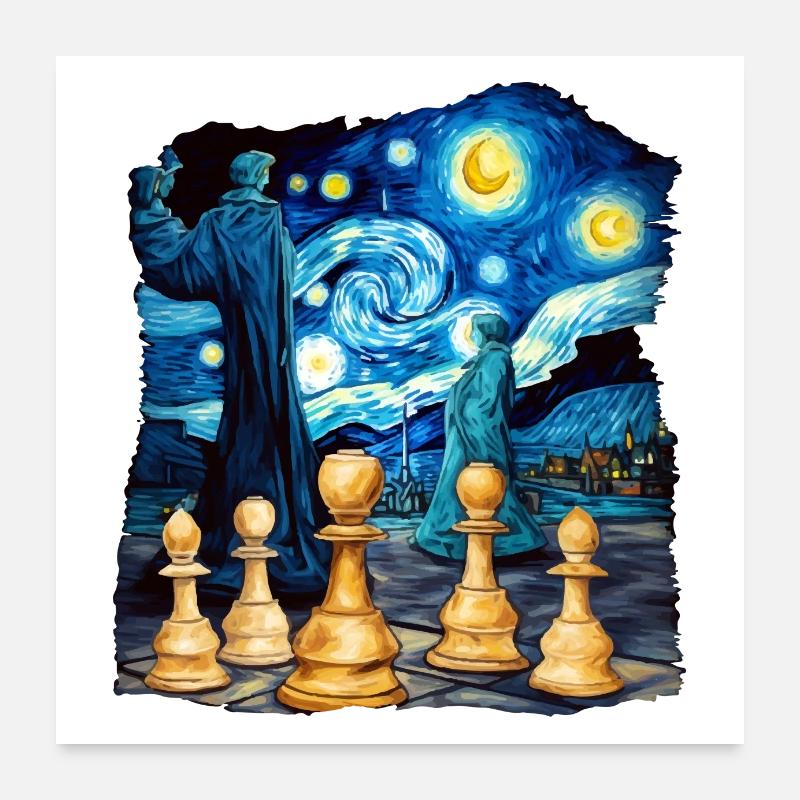 Mondschein-Schach Poster 60x60 cm