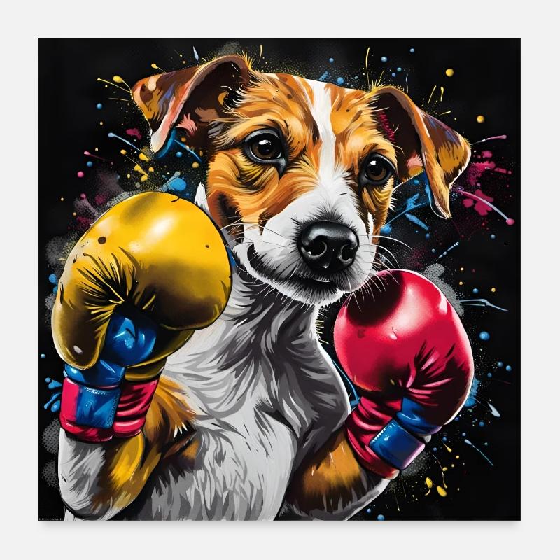 Jack Russell Terrier Boxen Porträt Poster 60x60 cm