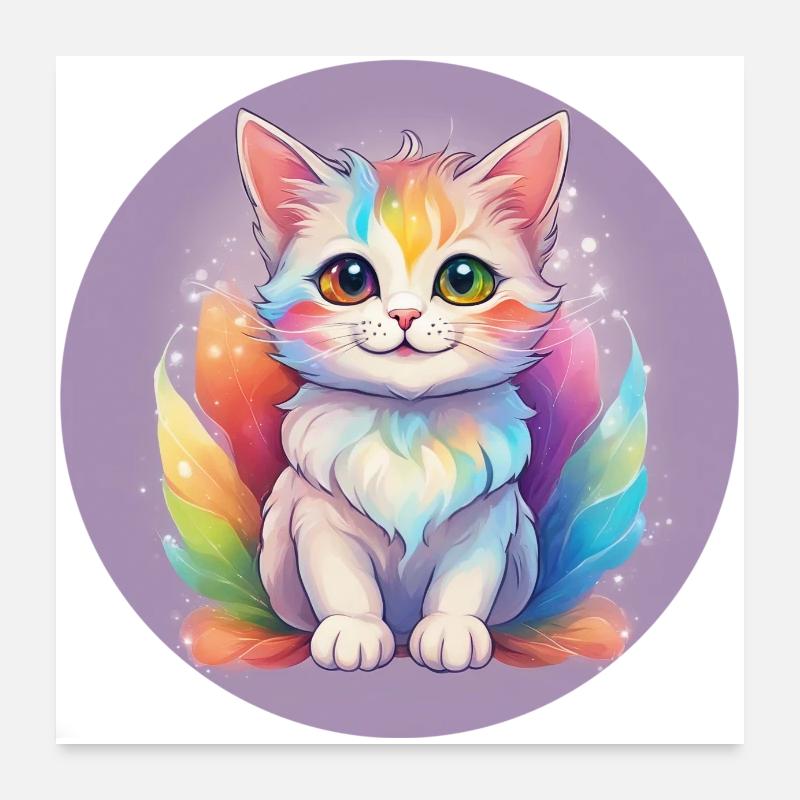 Regenbogen Mieze Poster 60x60 cm