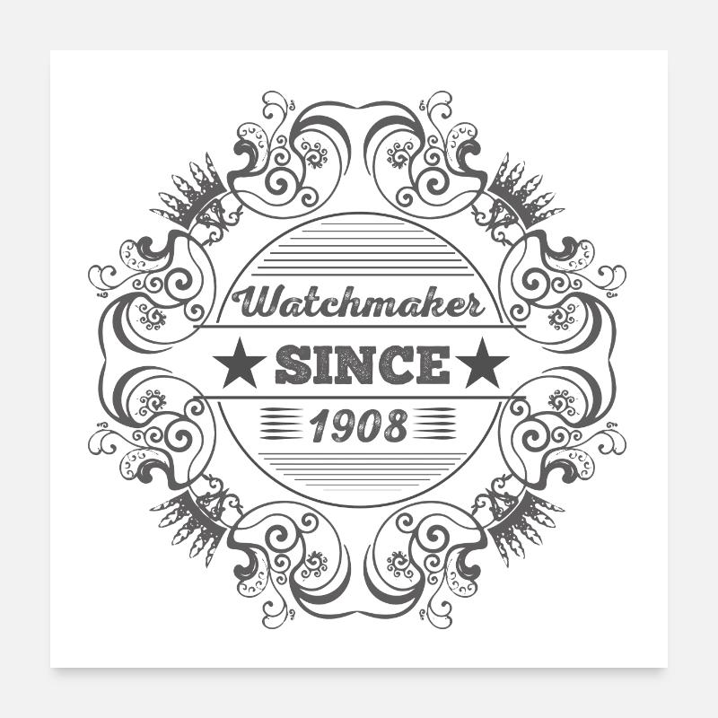 Logo horloger gris, style vintage Poster 60 x 60 cm